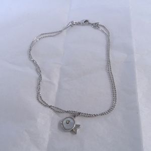 Fish Charm 2 Strand Silver Tone Bracelet